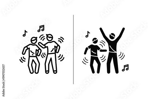 Dancing Couple Icon Set: Festive Celebration and Joyful Movement