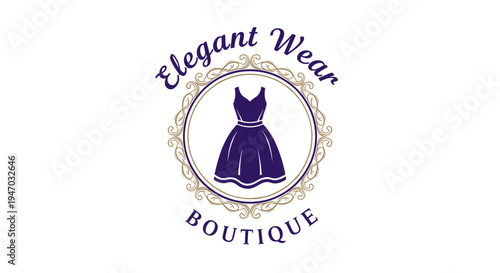Elegant dress boutique fashion logo design.