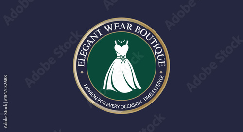 Elegant dress in boutique logo design.