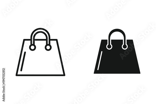 E-commerce Shopping Bag Icon - Outline & Solid Retail Purchase Vector