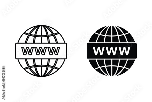 WWW Globe Icons: Internet and Web Connection Symbols