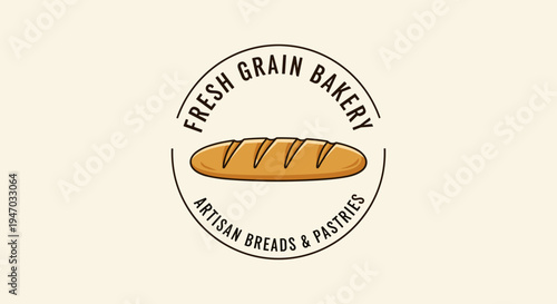 Fresh grain bakery bread logo sign.