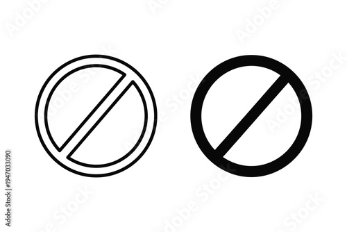 Forbidden No Entry Sign Icon - Outline & Solid Prohibited Symbol Vector