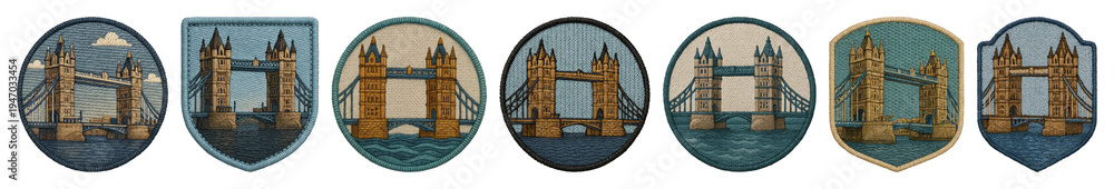 Obraz premium PNG Vintage Tower Bridge emblem designs on transparent background