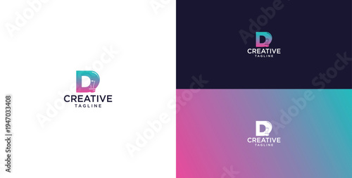 smart bulb logo icon. bulb logo technology. initial logo design D