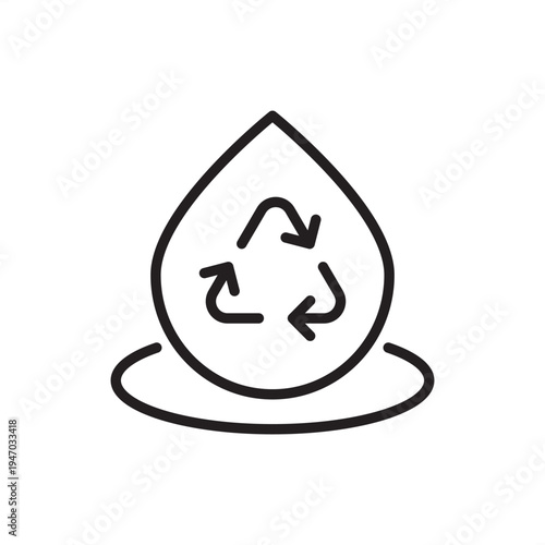 Water reclamation icon symbolizing wastewater reuse tech, representing treatment plant hardware, fluid recovery tools, sustainable water engineering, irrigation systems, environmental management gear.