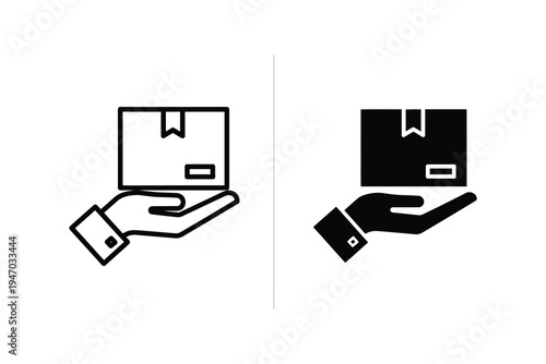 Hand Holding Package Icon - Delivery Service and Logistics Concept