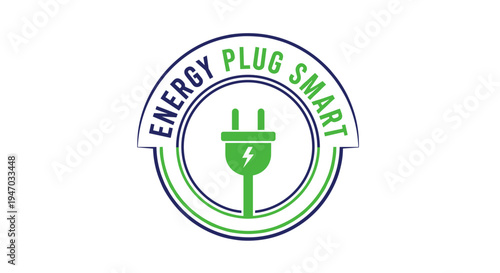 Green energy plug with lightning.