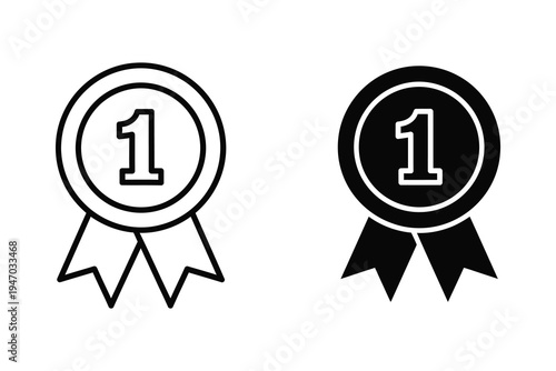 Number One Gold Medal or First Place Badge Award Icon