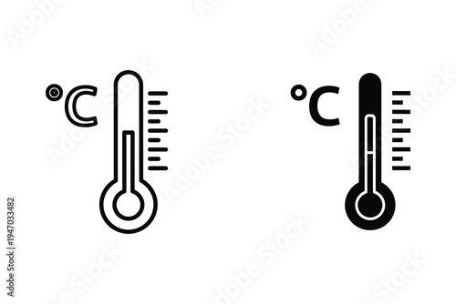 Thermometer Icon with Celsius Symbol, Indicating Temperature Measurement