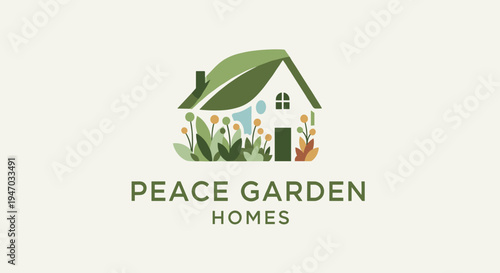 Green roofed house with garden.