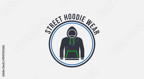 Hoodie with green accents and pocket.