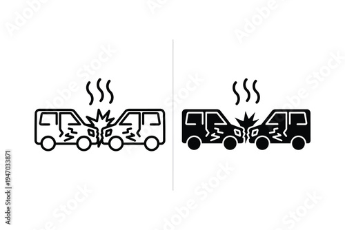 Car Crash Icons: Accident Symbols for Collision, Damage, and Insurance Claims