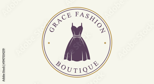 Purple dress in boutique logo design.