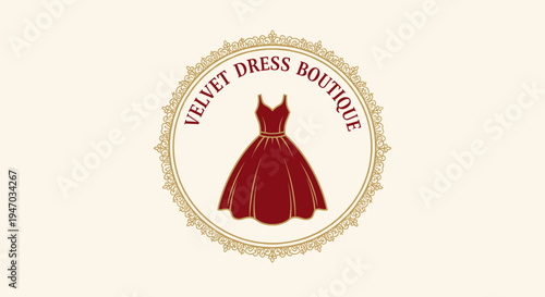 Red Velvet Dress Fashion Illustration.