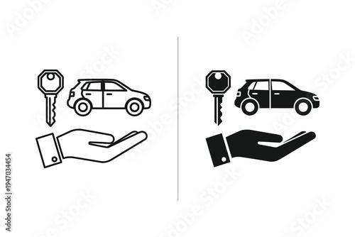 Car Key Handover Icons - Dealership and Rental Service Symbols