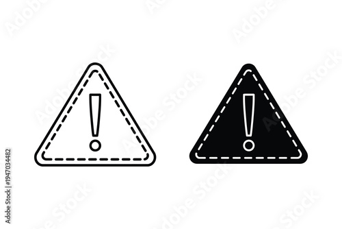 Simple Exclamation Mark Warning Sign Icons, Alert Symbols for Danger and Caution