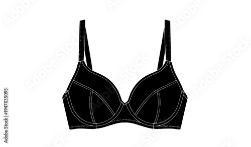 Women Bra Lingerie Silhouette Icon Isolated Vector Illustration for Underwear Fashion Design, Intimate Apparel Catalog, Clothing Branding, Boutique Collection, and Female Garment Graphics