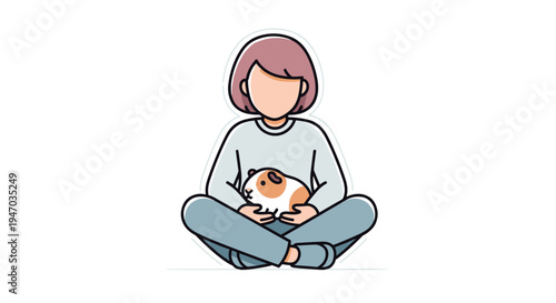 Woman sitting with adorable orange cat.