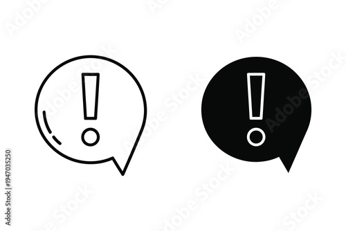 Exclamation mark in speech bubble icon, communication alert and important message symbol