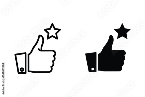Thumbs Up with Star Icon - Rating, Feedback, and Approval