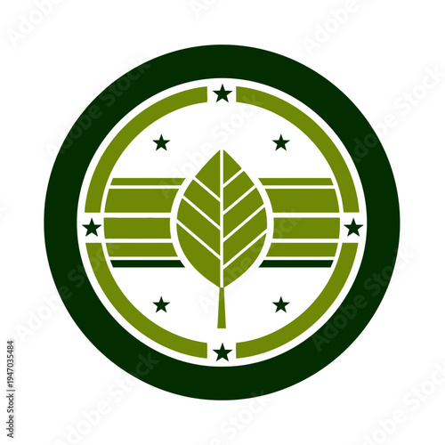Green Leaf Emblem with Stars and Stripes