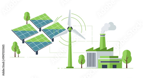 Green Industrial Revolution: Factory Powered by Renewable Solar & Wind Energy, Mitigating Emissions
