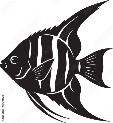 Angelfish silhouette vector illustration.