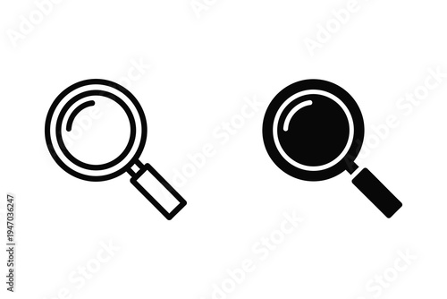 Magnifying Glass Icons in Outline and Silhouette for Search and Discovery