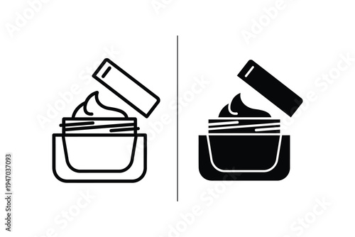 Cosmetic Cream Jar Icon Set for Skincare and Beauty Products