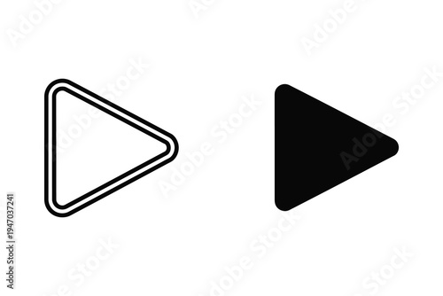 Play Button Icon Vector in Outline and Solid Styles for Media Playback Controls