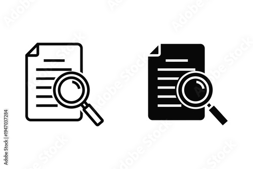 Document with Magnifying Glass Icon - Search, Analysis, and Research