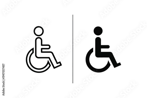 Wheelchair Accessibility Symbol Icon in Line and Solid Style Vector