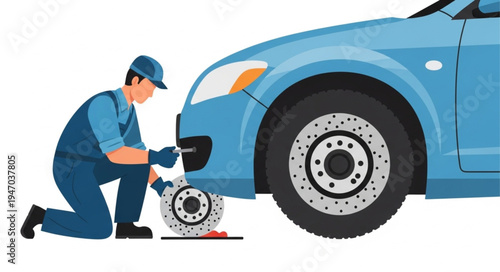 Mechanic changing car wheel.