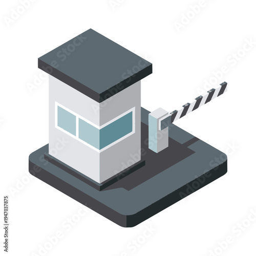 Isometric illustration of a security booth.