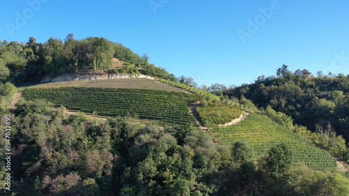 Barbaresco village and Langhe vineyards in Piedmont, Italy