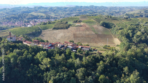 Barbaresco village and Langhe vineyards in Piedmont, Italy