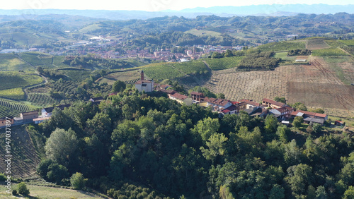 Barbaresco village and Langhe vineyards in Piedmont, Italy