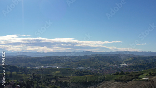 Barbaresco village and Langhe vineyards in Piedmont, Italy