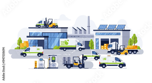 Sustainable Logistics Network with Electric Delivery Vehicles, Solar-Powered Warehouses & Modern Supply Chain Management
