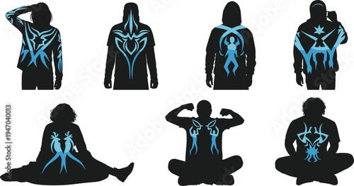 Set of women fashion clothes silhouettes vector illustration