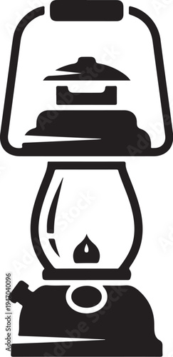 Vector illustration of a black kerosene lamp