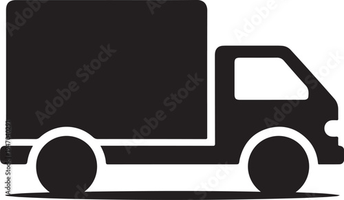 Black delivery truck icon vector