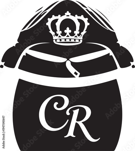 Vector crown and hat icon with CR monogram