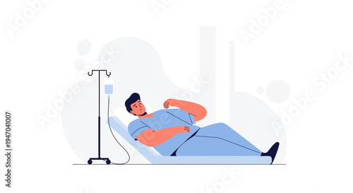 Patient in Hospital Bed with IV Drip, Medical Care Concept