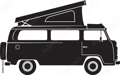 Vector silhouette of a camper van with pop-up roof