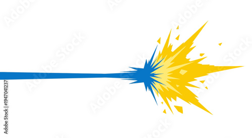 Blue streak with yellow explosion, dynamic abstract motion