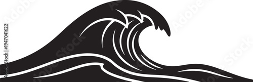 Black wave icon vector, ocean wave silhouette