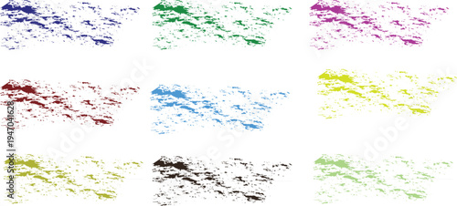 Multicolored abstract art pieces on white background