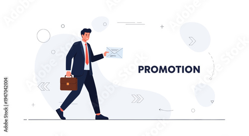 Businessman delivering promotion letter, career advancement concept